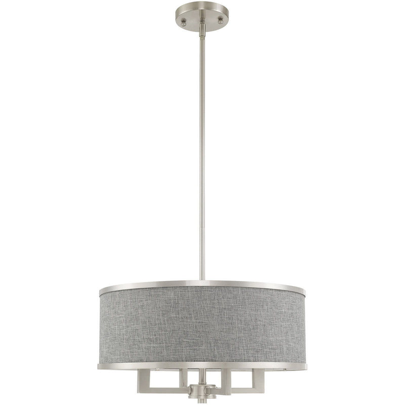 18'' Four-Light Dimmable Chandelier With Shades - Pearl Silver / Nickel