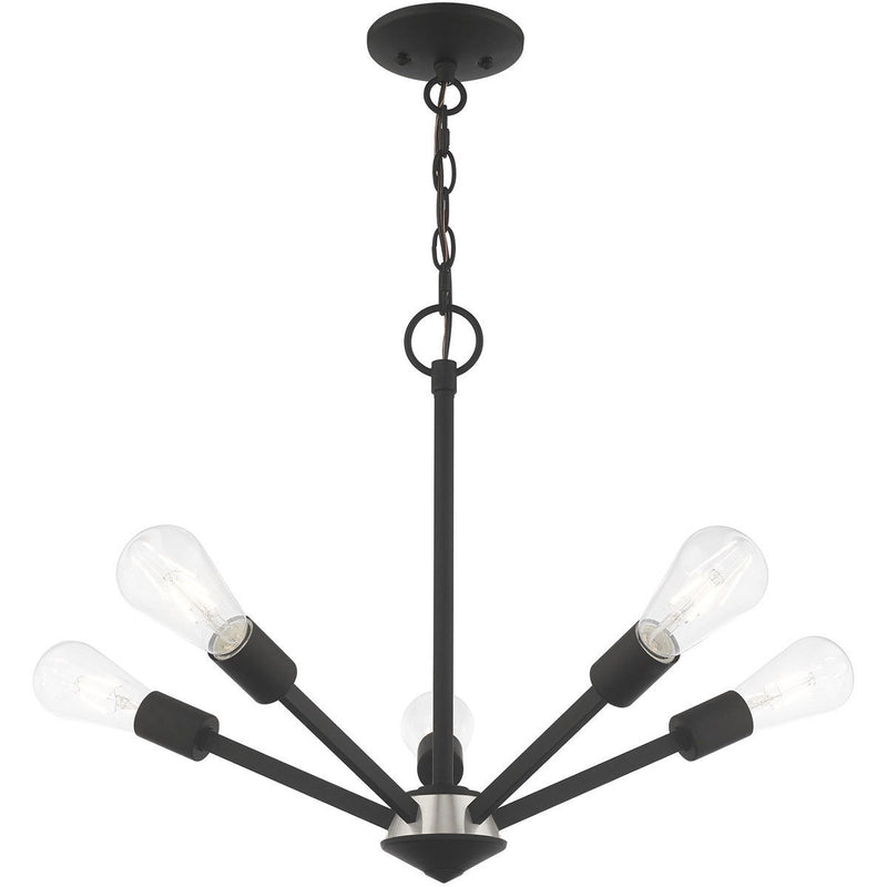 Five-Light Dimmable Chandelier With Shades - Black