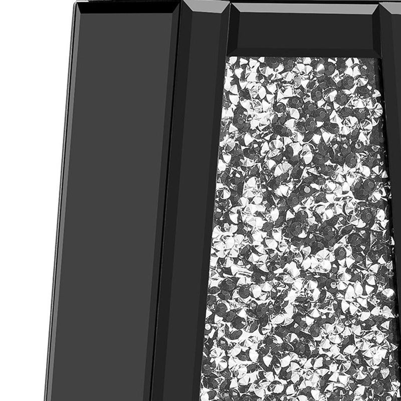Mirrored Floor Vase With Faux Crystals - Black