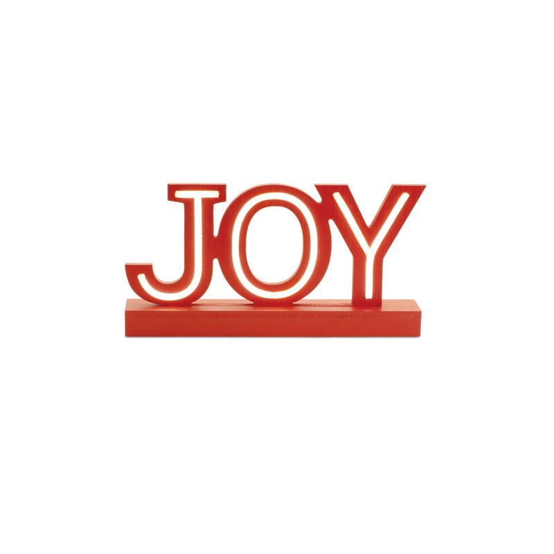 Christmas Tabletop Sign With LED (Set of 2) - Red / White