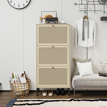 Load image into Gallery viewer, Modern Rattan 3 Door Shoe Rack Cabinet For Entryway
