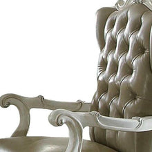 Load image into Gallery viewer, Tufted Faux Leather Wood Wing Back Dining Arm Chairs (Set of 2) - Bone / Gray

