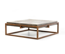 Load image into Gallery viewer, Concrete And Iron Square Abstract Coffee Table - Dark Gray / Rust
