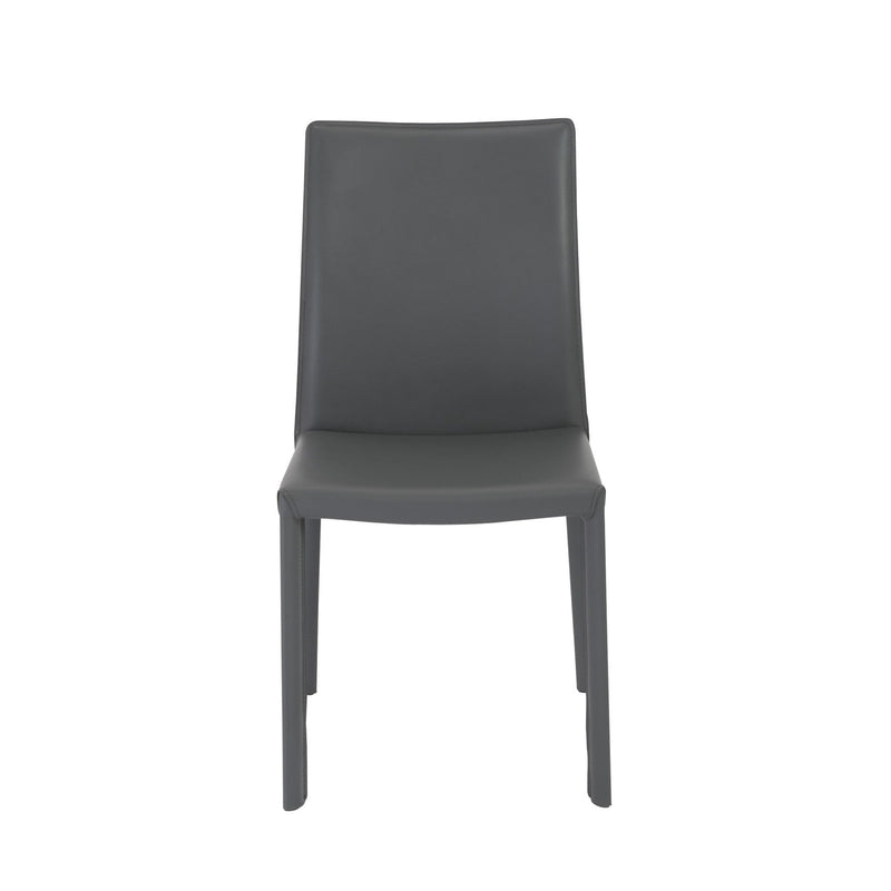 Upholstered Leather Dining Side Chairs (Set of 2) - Gray