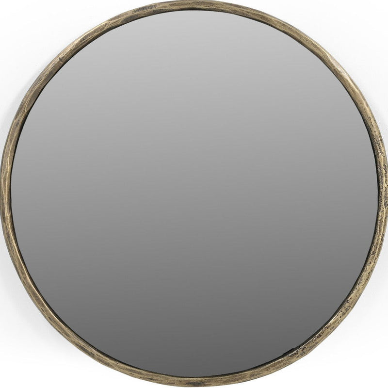 30" Round Iron Framed Accent Mirror - Brass
