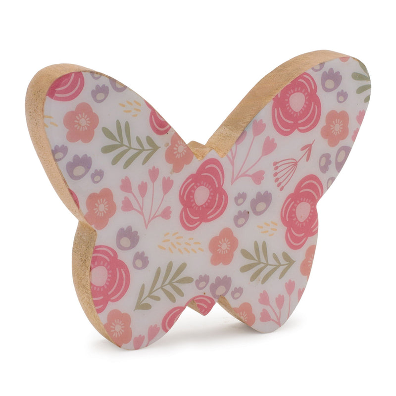 Butterfly Tabletop Sculptures (Set of 2) - White / Pink