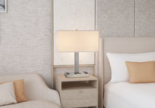 Load image into Gallery viewer, Metal Two Light Desk USB Table Lamp With White Shade - Nickel
