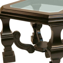 Load image into Gallery viewer, Wood Glass Square End Table - Espresso / Brown / Clear
