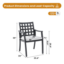 Load image into Gallery viewer, Modern Classic Cast Outdoor Patio Dining Chairs, Ergonomic Lattice Backrest Design, Sunbrella Cushion, Weather Resistant And Durable (Set of 2) - Ember Black
