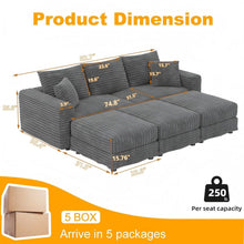 Load image into Gallery viewer, Convertible Deep Seat Sofa With Soft Pillows And Ottomans
