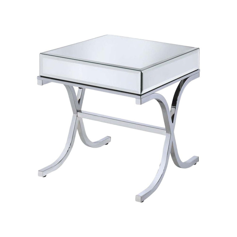 Glass Square Mirrored End Table - Silver And Clear