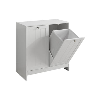 Tilted Laundry Hamper With Removable Basket, Hidden Laundry Hamper, Bathroom Storage Cabinet, Free Standing Organizer - White