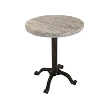 Load image into Gallery viewer, 22" Solid Wood And Metal Height Adjustable Round Pedestal End Table - Natural And Black
