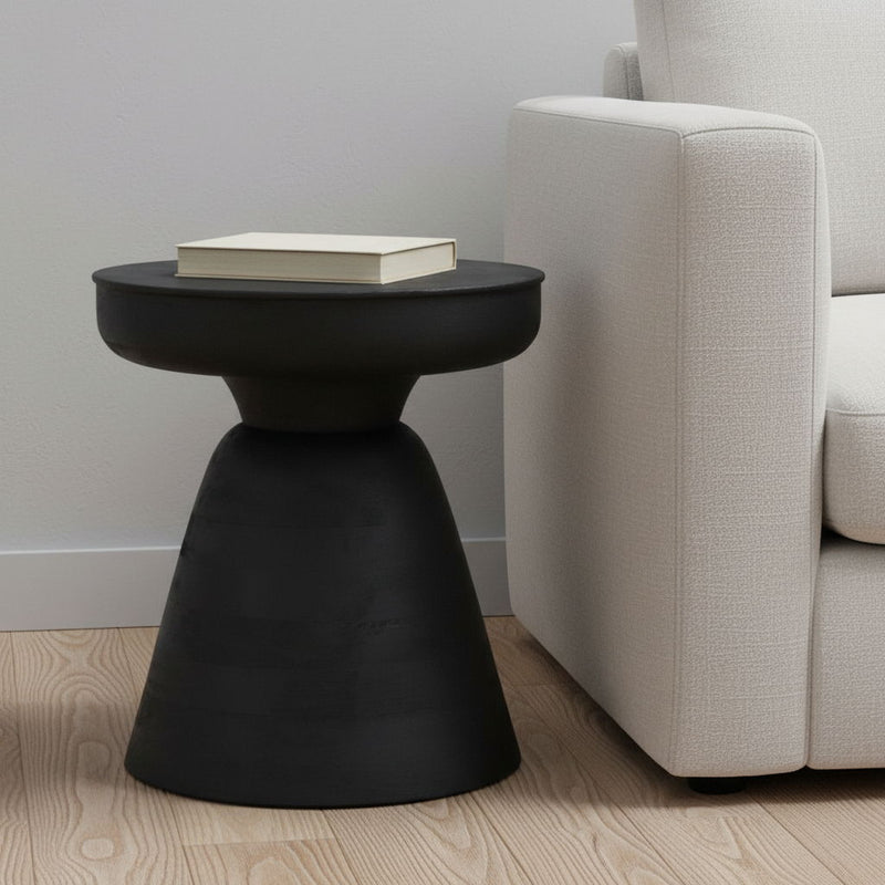 18" Solid Wood Round End Table - Black