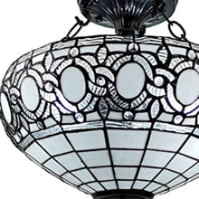 Load image into Gallery viewer, Tiffany Style Two Light Glass Dimmable Semi Flush Ceiling Light - Blue / Black
