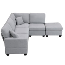 Load image into Gallery viewer, [VIDEO provided][New]89.8*60.2&quot; Modern Sectional Sofa,5-Seat Modular Couch Set with Convertible Ottoman,L-Shape Linen Fabric Corner Couch Set with 2 Pillows for Living Room,Apartment,Office, 3 Colors
