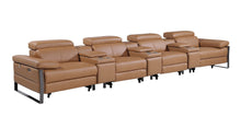 Load image into Gallery viewer, Top Grain Leather Reclining Metal USB Sofa (720353) - Chestnut
