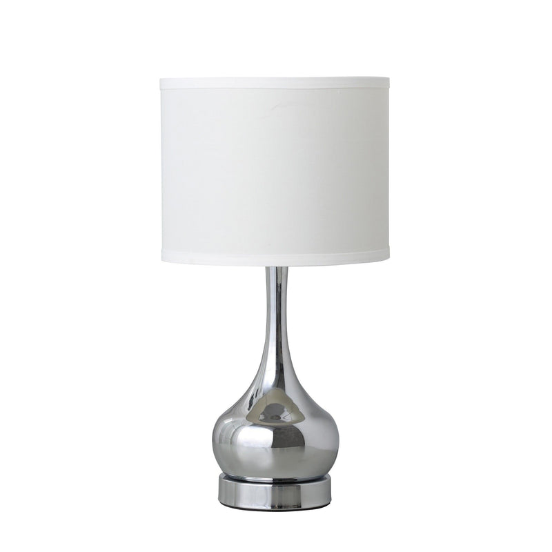 19" Bedside Table Lamp With White Drum Shade - Silver