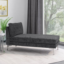 Load image into Gallery viewer, Fabric Upholstered Chaise Lounge With Iron Bracket Legs - Gray

