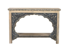Load image into Gallery viewer, 56" Solid Wood Distressed Console Table With Shelf - Black And Natural
