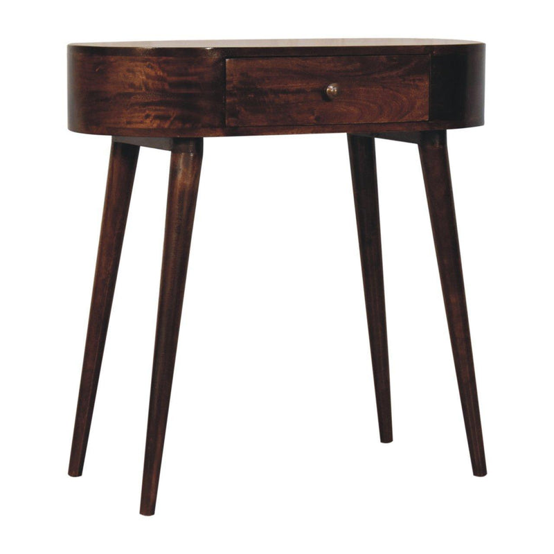 Oval Console Table With Drawer - Walnut