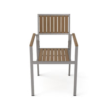 Load image into Gallery viewer, Stylish Modern Faux Wood &amp; Aluminum Outdoor Dining Chairs, (Set of 2) - Natural
