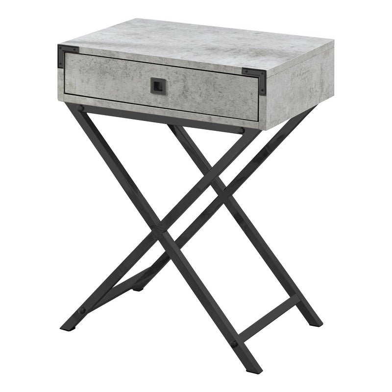 24" Wood And Metal End Table With Drawer - Black And Gray