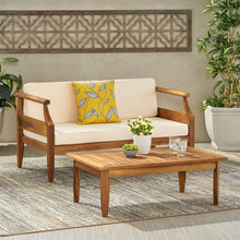 Load image into Gallery viewer, Aston - 2 Piece Wood Outdoor Patio Conversation Seating Set With Cushions
