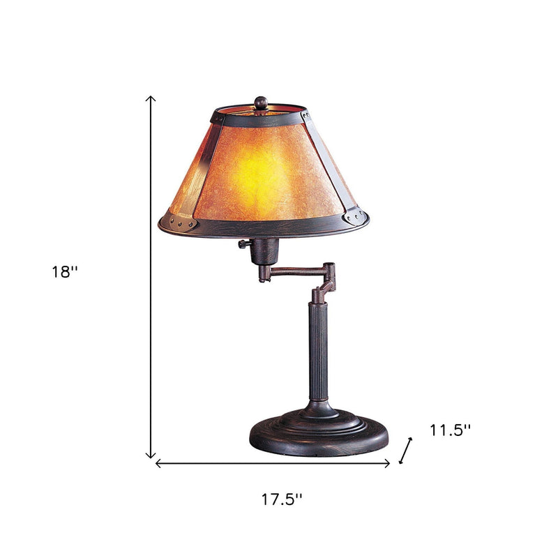 Metal Candlestick Table Lamp With Amber Empire Shade - Gray