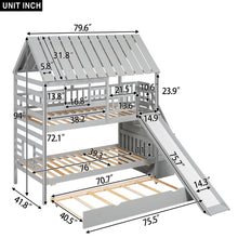 Load image into Gallery viewer, House Bunk Bed With Trundle, Storage Staircase, Roof And Window Design
