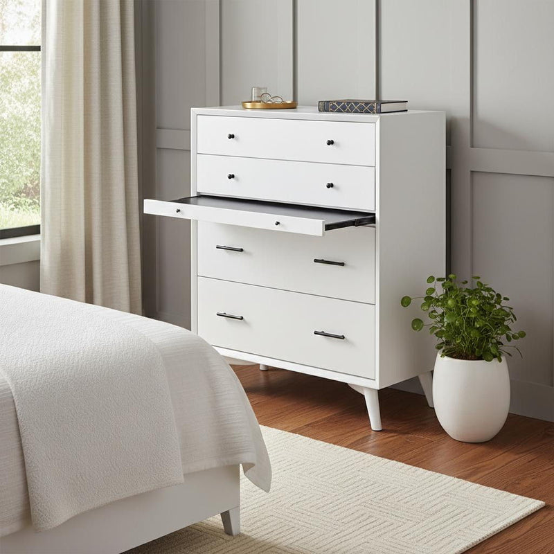Solid Wood Four Drawer Chest - White