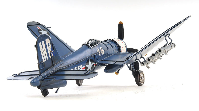 Hand Painted Model Airplane Tabletop Sculpture - Blue