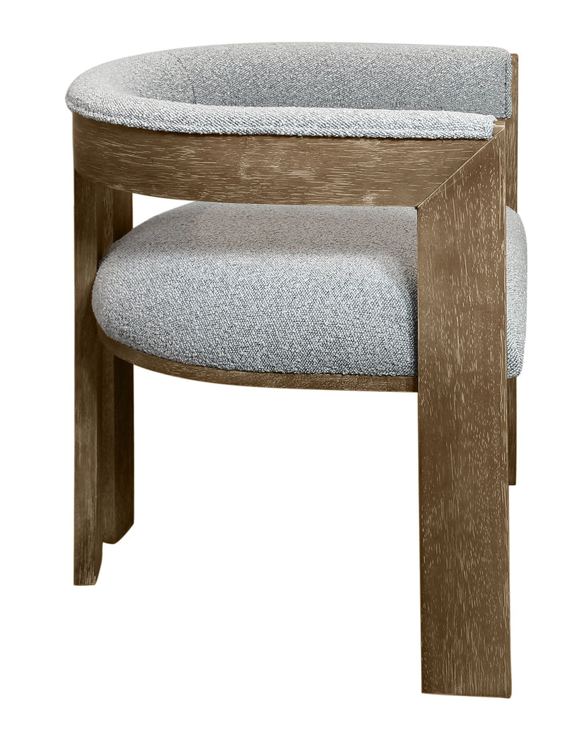 Upholstered Boucle Open Back Dining Arm Chair - Gray