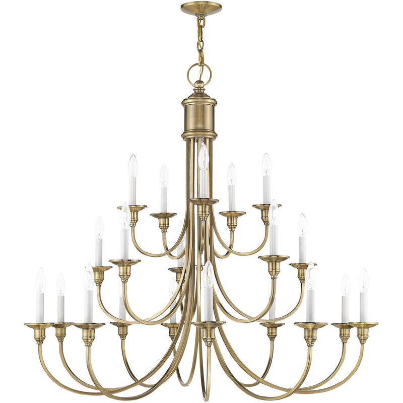 40" Multi Light Dimmable Chandelier With Shades - Antiqued Brass