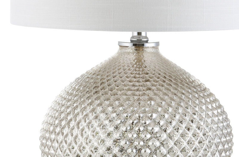 Round Table Lamp With Drum Shade - Silver