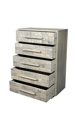 Load image into Gallery viewer, 35" Carved Geometric Solid Wood Five Drawer Dresser - White
