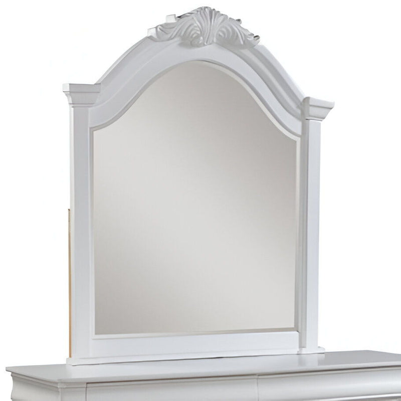 43" Crowned Top Framed Mounted Dresser Mirror - White