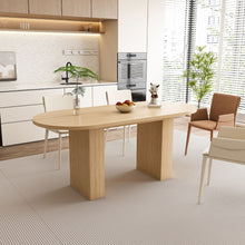 Load image into Gallery viewer, Oval Dining Table For 6 People With Wood Strip Base - Burly Wood
