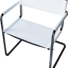 Load image into Gallery viewer, Leather Stainless Steel Arm Chair - Silver / White

