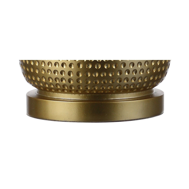 Round Table Lamp With Drum Shade - Gold