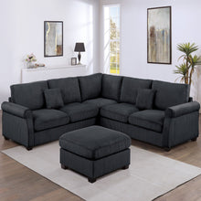 Load image into Gallery viewer, Modern Sectional Set With Corner Wedge, Loveseat, Ottoman &amp; 2 Pillows
