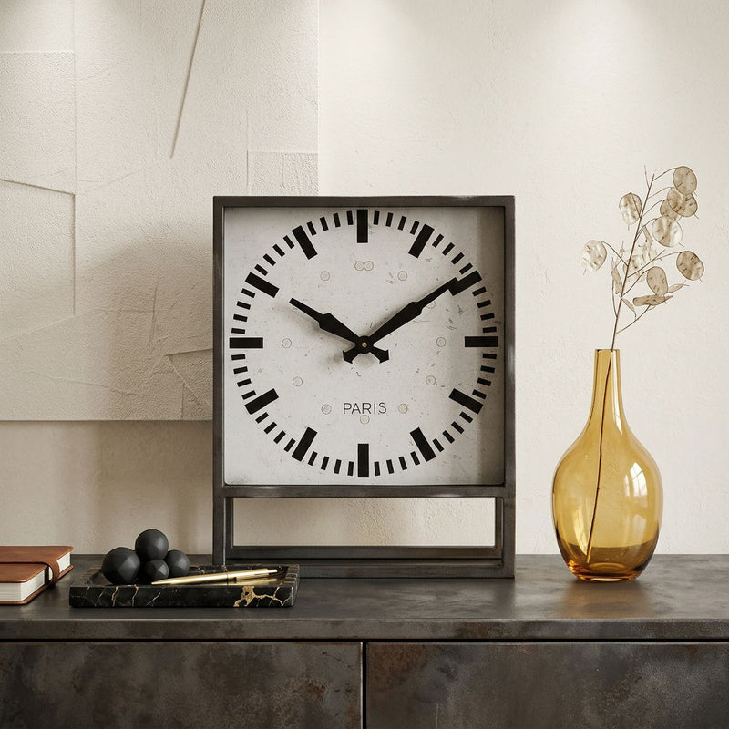 Poly Table Clock - Gray