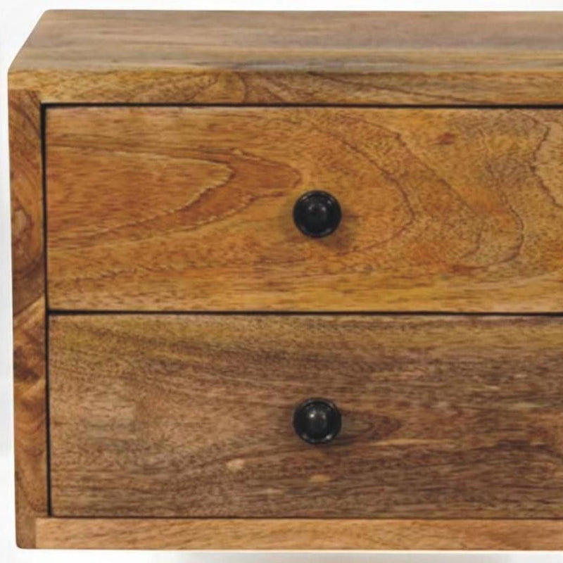 Solid Wood Two Drawer Floating Nightstand - Oak