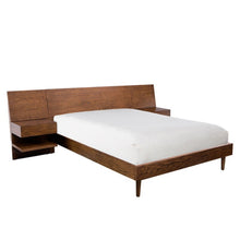 Load image into Gallery viewer, Queen Size Bed With Attached Nightstands And Hidden Storage - Pecan
