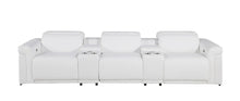 Load image into Gallery viewer, Top Grain Leather Reclining Metal USB Sofa (720369) - White
