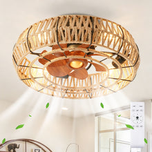 Load image into Gallery viewer, Flush Mount Ceiling Fan With Light Kit (Not Included Bulbs), Remote Control - Matte Black
