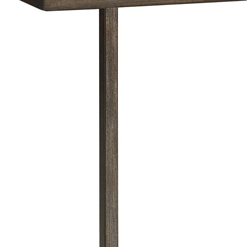 Solid Wood Rectangular End Table - Black And Oak