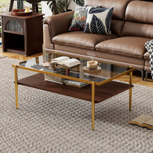 Load image into Gallery viewer, Rectangle Coffee Table With Tempered Glass Top And White Legs, Modern Table For Living Room
