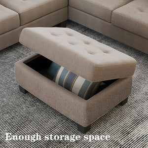 Orisfur. Sectional Corner Sofa L-shape Couch Space Saving with Storage Ottoman & Cup Holders Design for Large Space Dorm Apartment