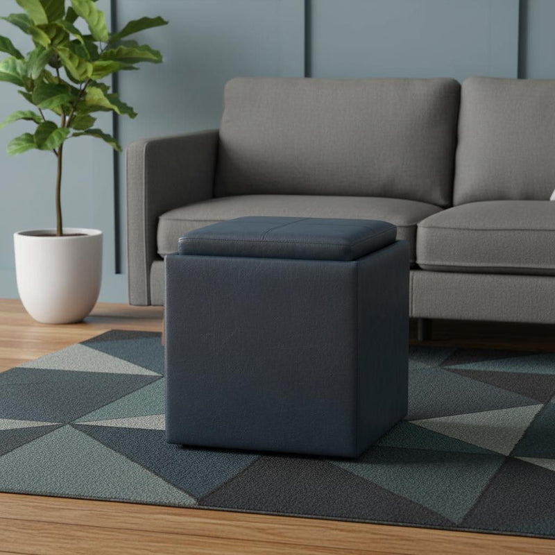 Upholstery Storage Ottoman - Denim Blue